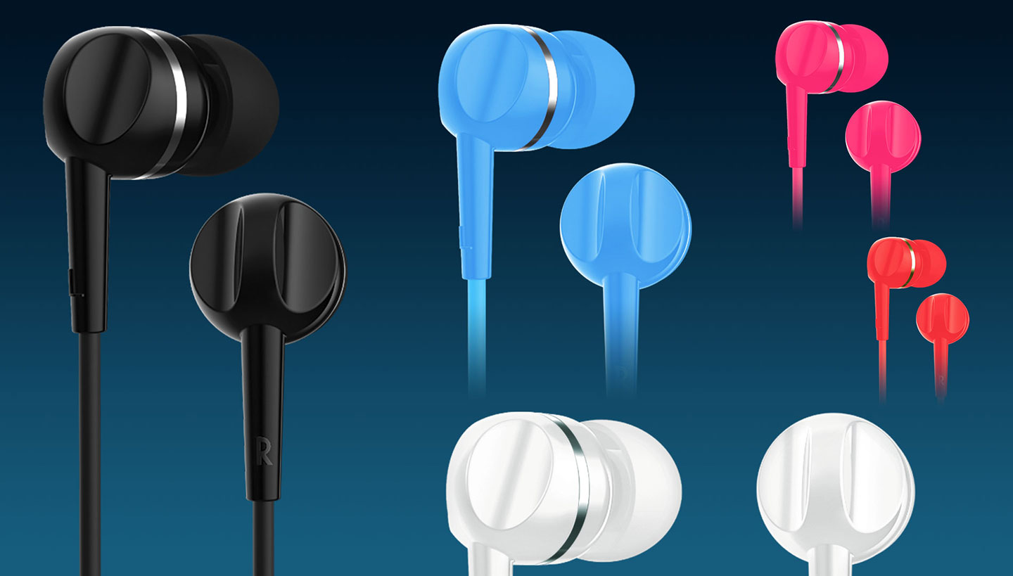 MOTO Earbuds 105 in blue, black. White, oink and red