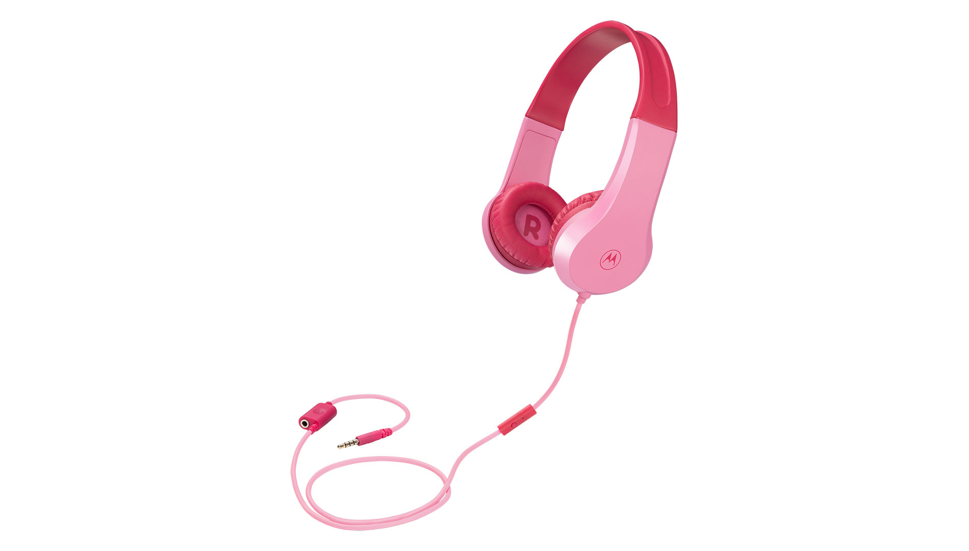 Kids over-ear headphones MOTO JR200 with 3.5mm plug in pink - Product image